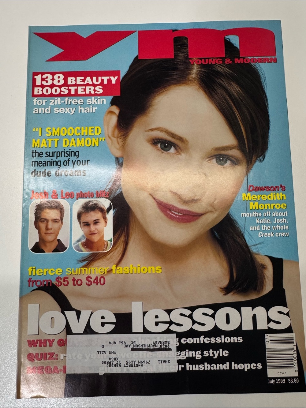 YM Teen Magazine June/July 1999 Dawson’s Creek Meredith Monroe